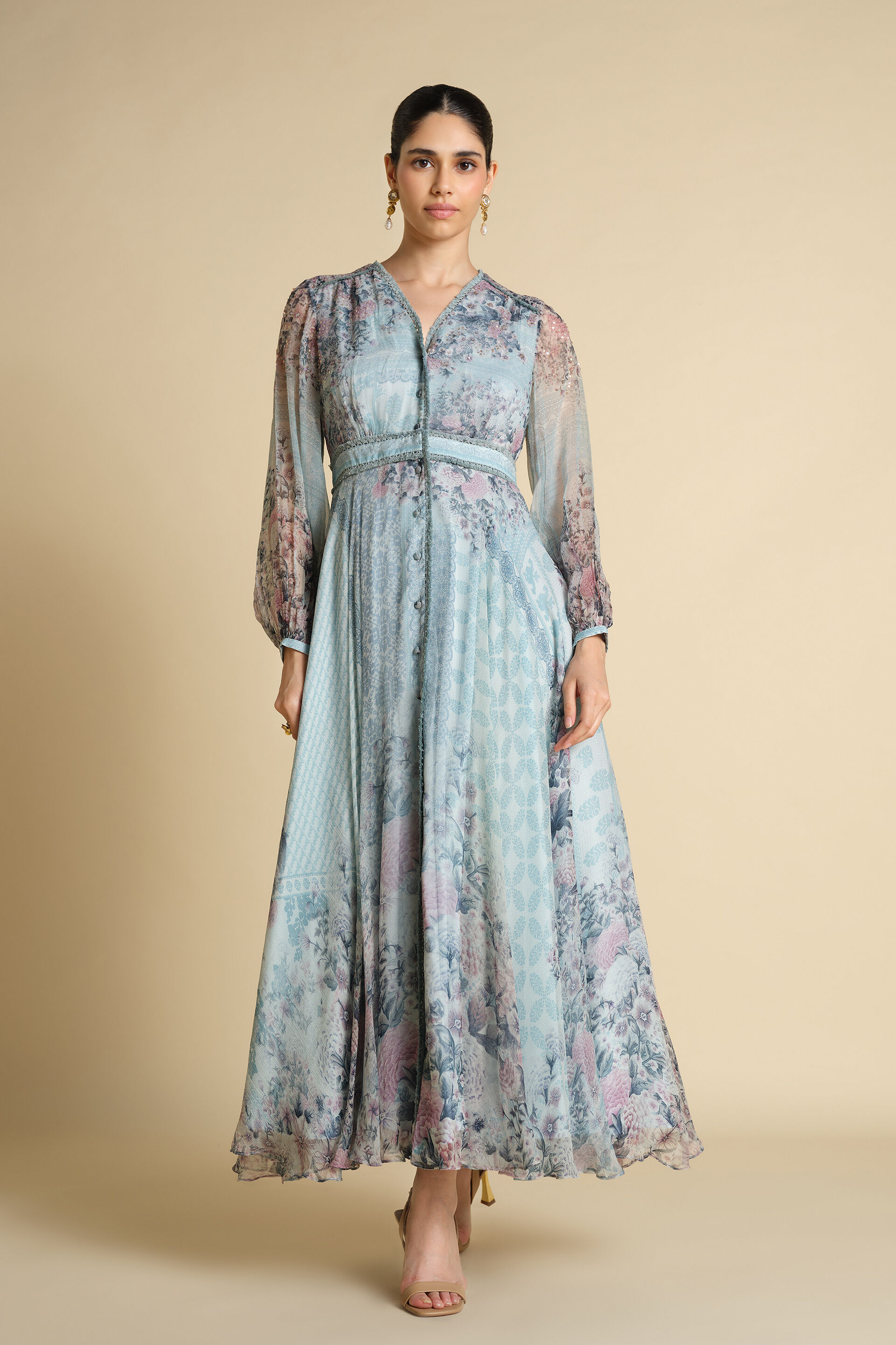 Juri Printed Kaftan - Powder Blue
